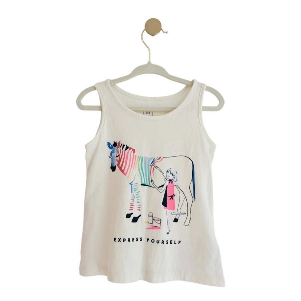 GAP Kids Express Yourself Tank Top - Cream with Zebra Design Girls 2T